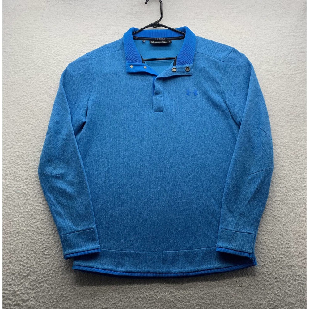 Under‎ Armour Golf Jacket Mens Medium M T Snap Shacket Loose Fit Cold Gear Blue